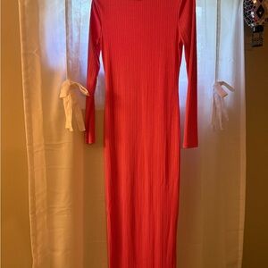 Elegant Red Long Sleeve Dress